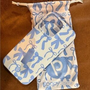Loopy Case Phone Cover with Blue Bow Pattern